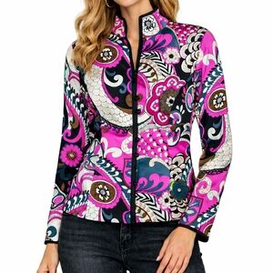 Women's SILK Blazer JS Collections Japanese Inspired Pink Green White Jacket S